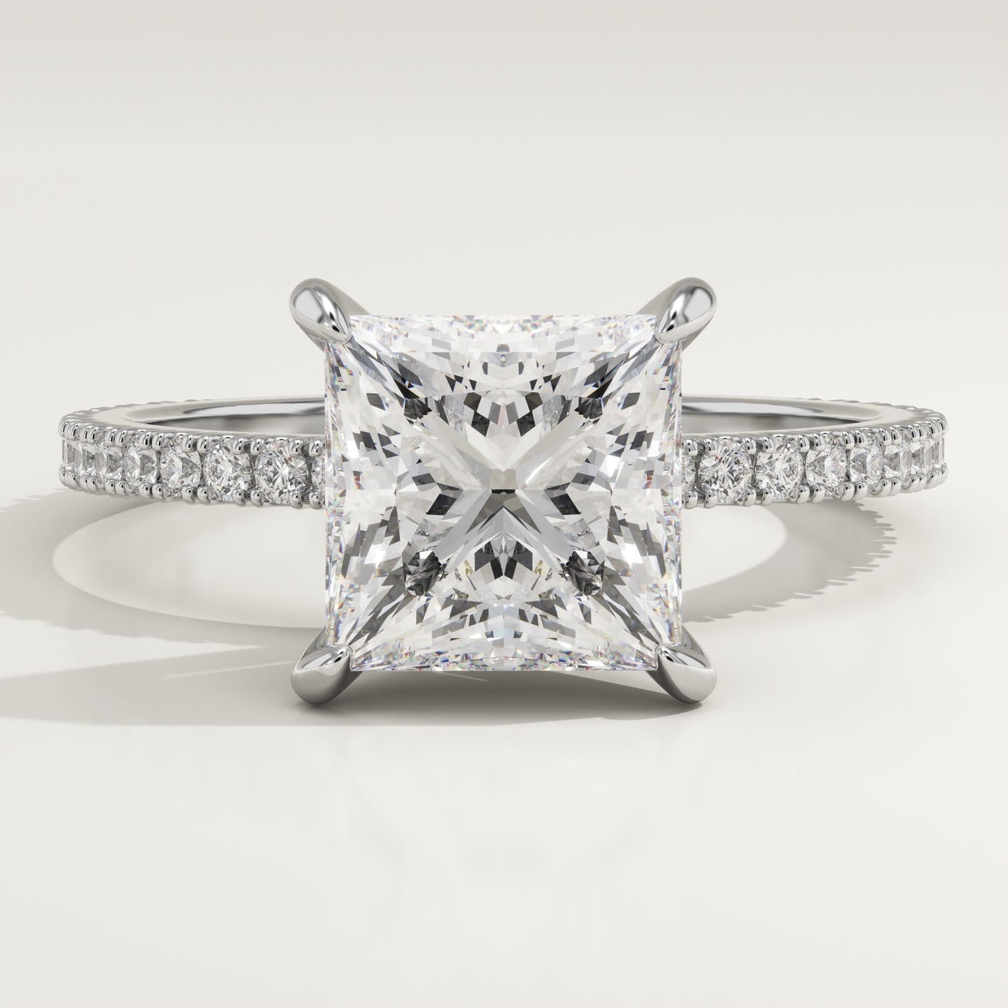 Princess Cut Pave Lab-Grown Diamond Engagement Ring
