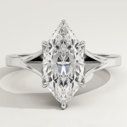 Marquise Cut Solitaire Split Shank Lab-Grown Diamond Engagement Ring