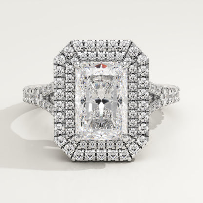 Radiant Cut Double Halo & Pave Split Shank Lab-Grown Diamond Engagement Ring