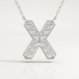0.31 TCW Round Lab-Grown Diamond X Initial Necklace