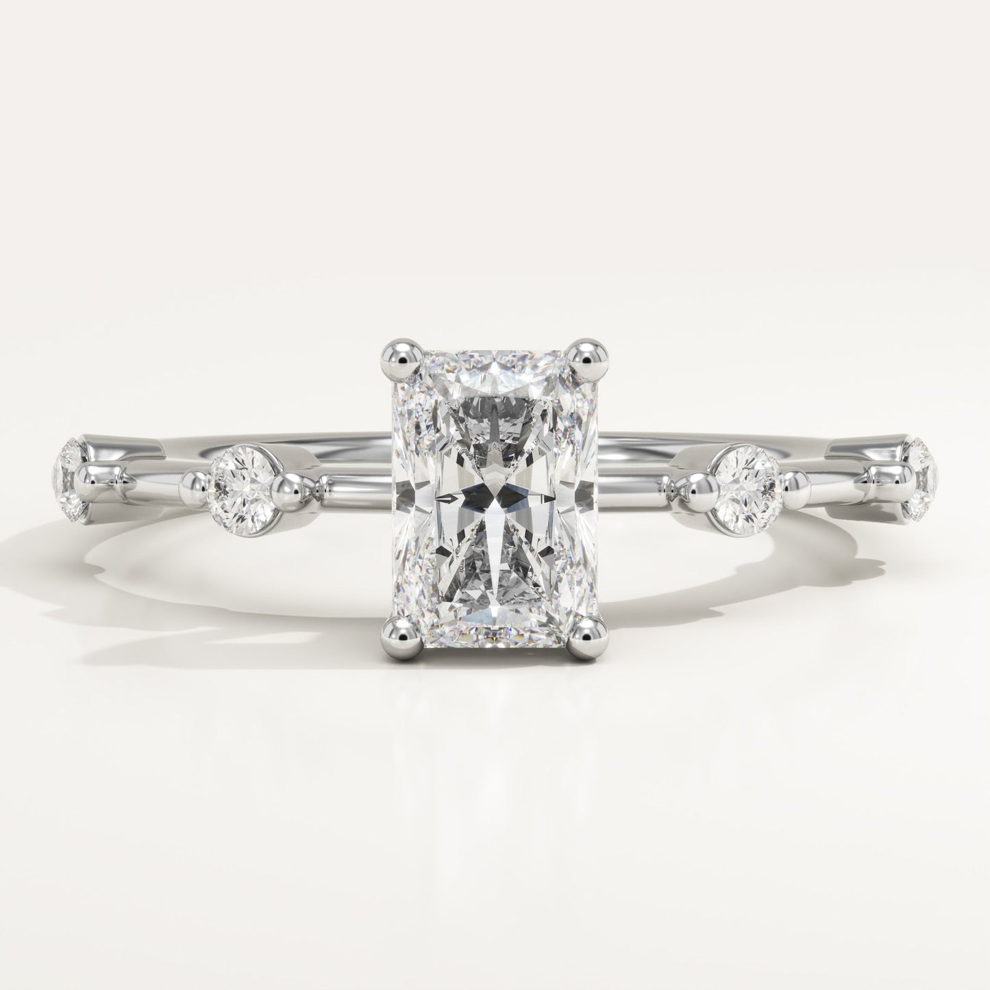 Radiant Cut Dainty Pave Lab-Grown Diamond Engagement Ring