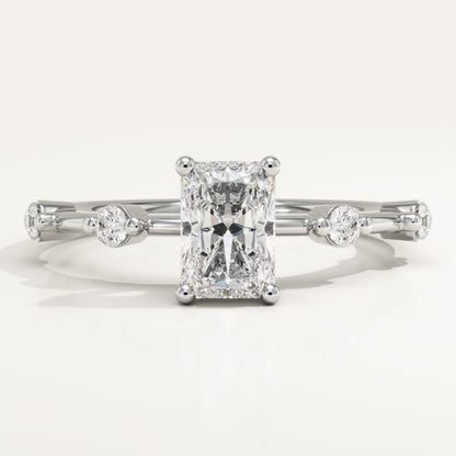 Radiant Cut Dainty Pave Lab-Grown Diamond Engagement Ring