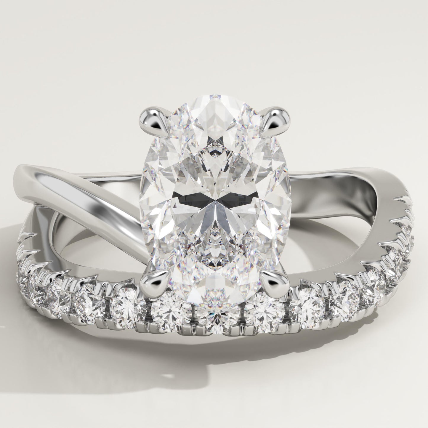 Oval Cut Pave Lab-Grown Diamond Engagement Ring