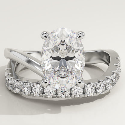 Oval Cut Pave Lab-Grown Diamond Engagement Ring