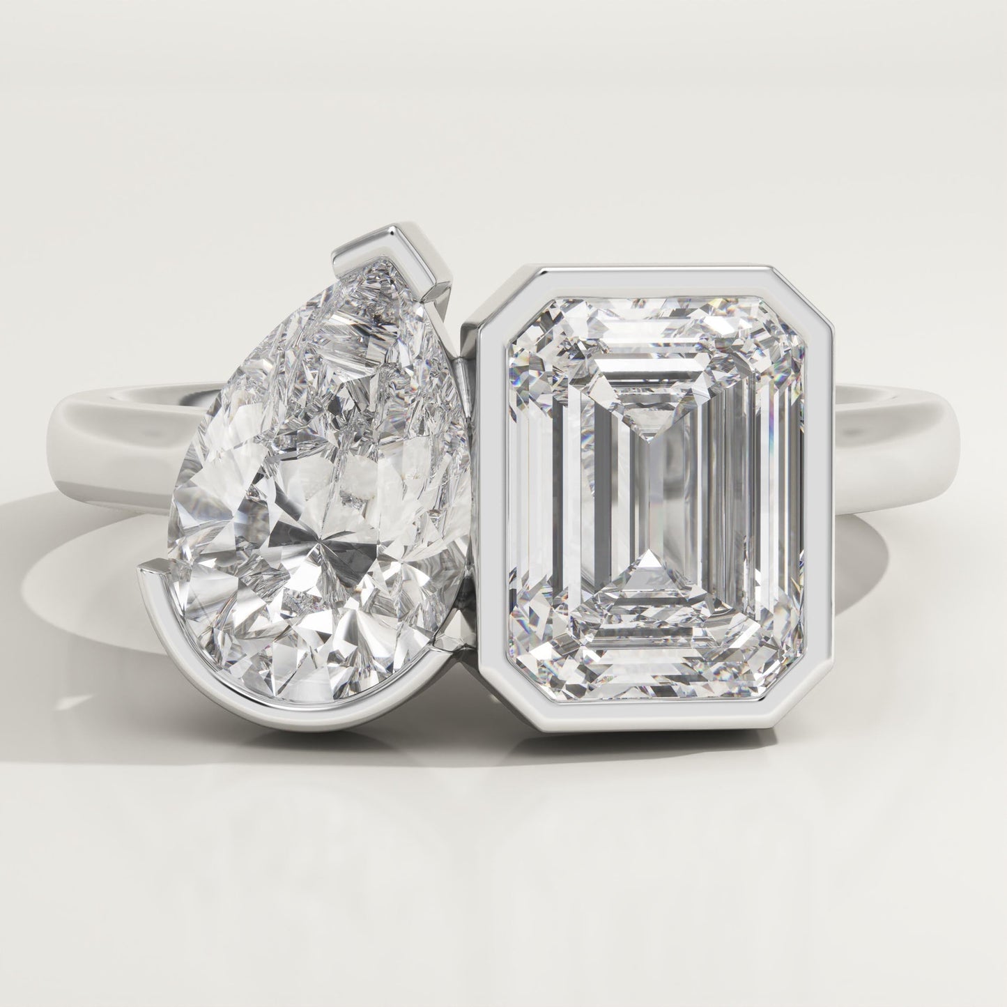 3 TCW Pear & Emerald Cut Toi Et Moi Lab-Grown Diamond Engagement Ring