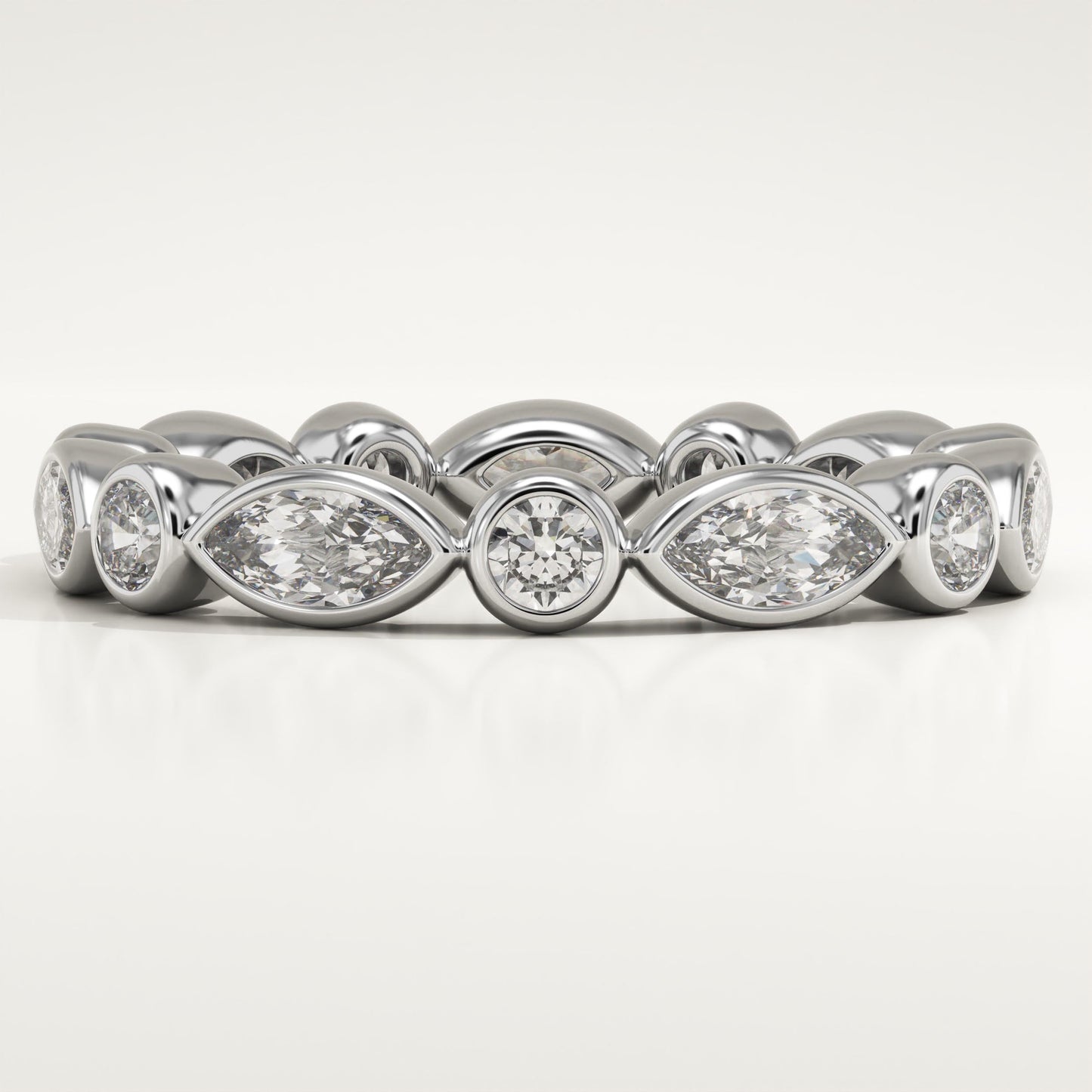 2.72 TCW Round & Marquise Lab-Grown Diamond Full Eternity Wedding Band