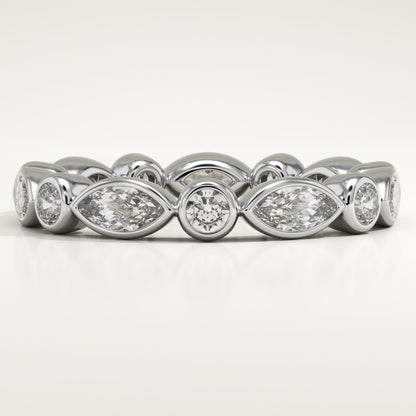 2.72 TCW Round & Marquise Lab-Grown Diamond Full Eternity Wedding Band