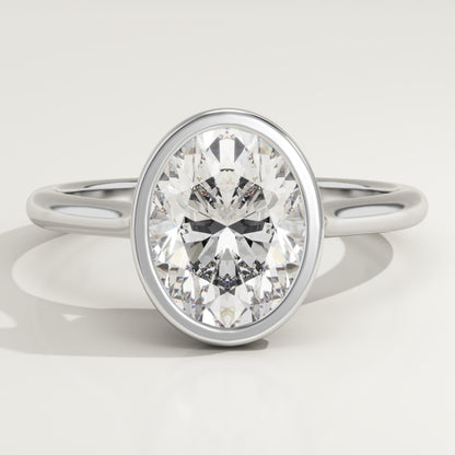 Oval Cut Bezel Lab-Grown Diamond Engagement Ring