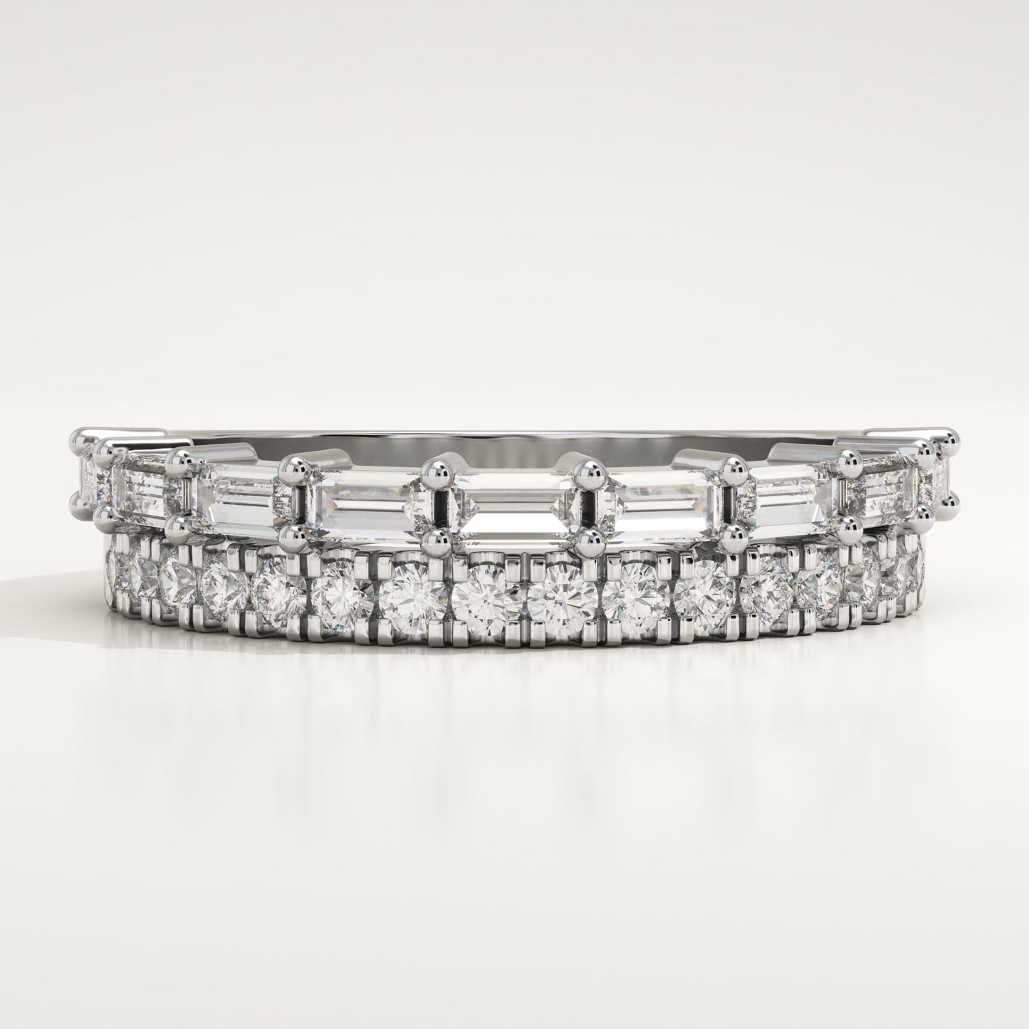 0.67 TCW Baguette & Round Lab-Grown Diamond Half Eternity Wedding Band