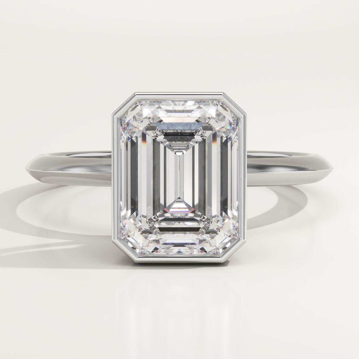 Emerald Cut Bezel Lab-Grown Diamond Engagement Ring