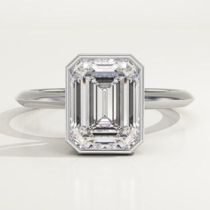 Emerald Cut Bezel Lab-Grown Diamond Engagement Ring
