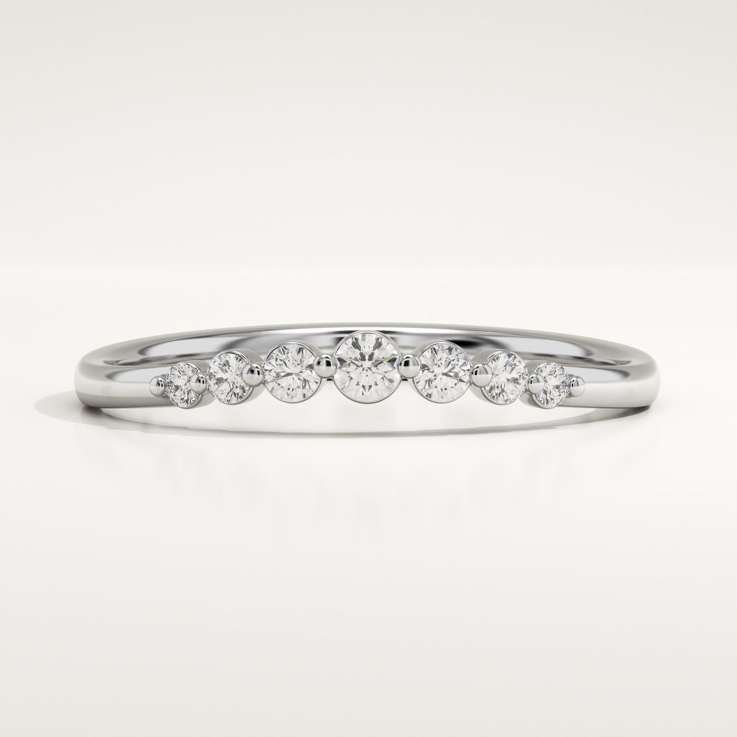 0.108 TCW Round Lab-Grown Diamond Curved Wedding Band