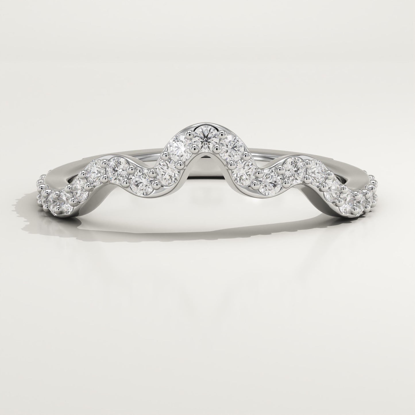 0.58 TCW Round Lab-Grown Diamond Curved Wedding Band