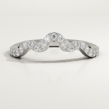 0.58 TCW Round Lab-Grown Diamond Curved Wedding Band