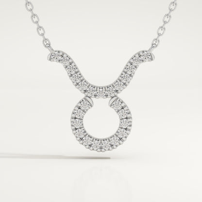 0.12 TCW Round Lab-Grown Diamond Taurus Zodiac Necklace