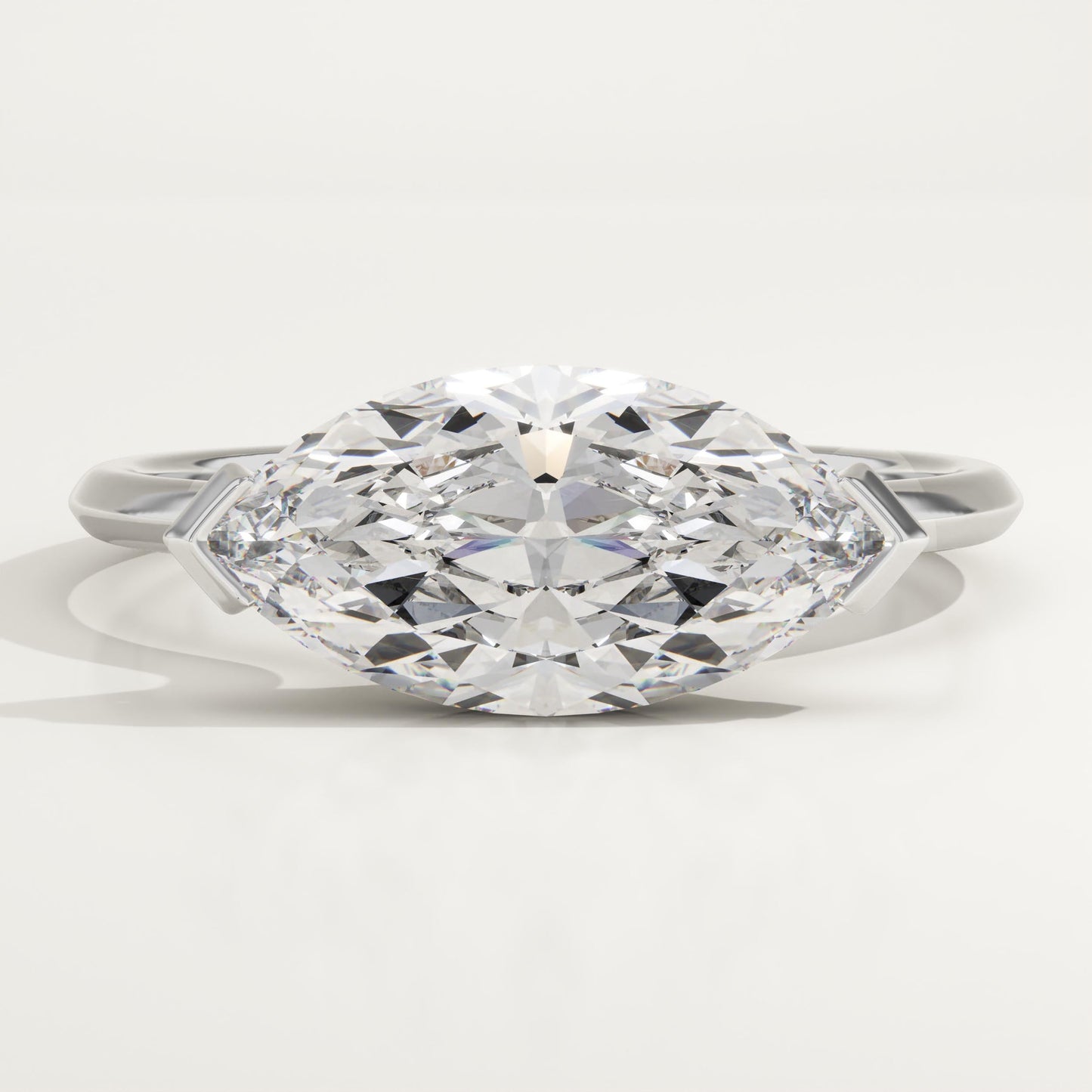 1.75 CT East West Marquise Cut Solitaire Moissanite Engagement Ring
