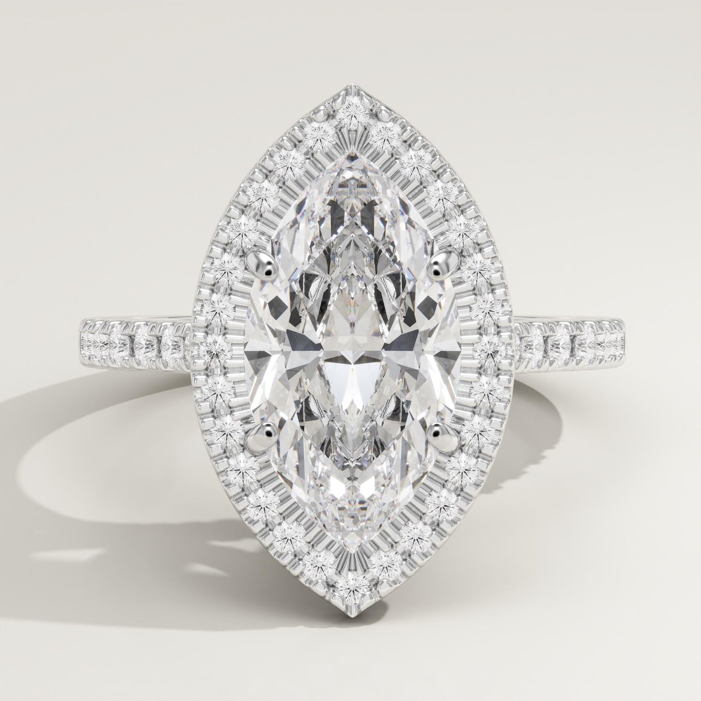 Marquise Cut Halo & Pave Lab-Grown Diamond Engagement Ring