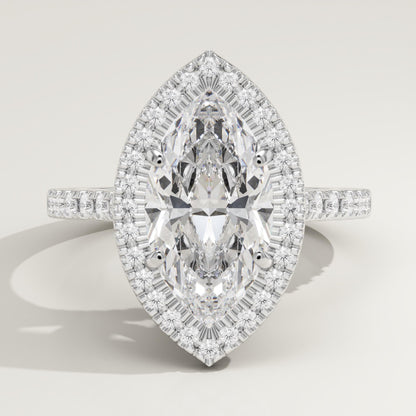Marquise Cut Halo & Pave Lab-Grown Diamond Engagement Ring
