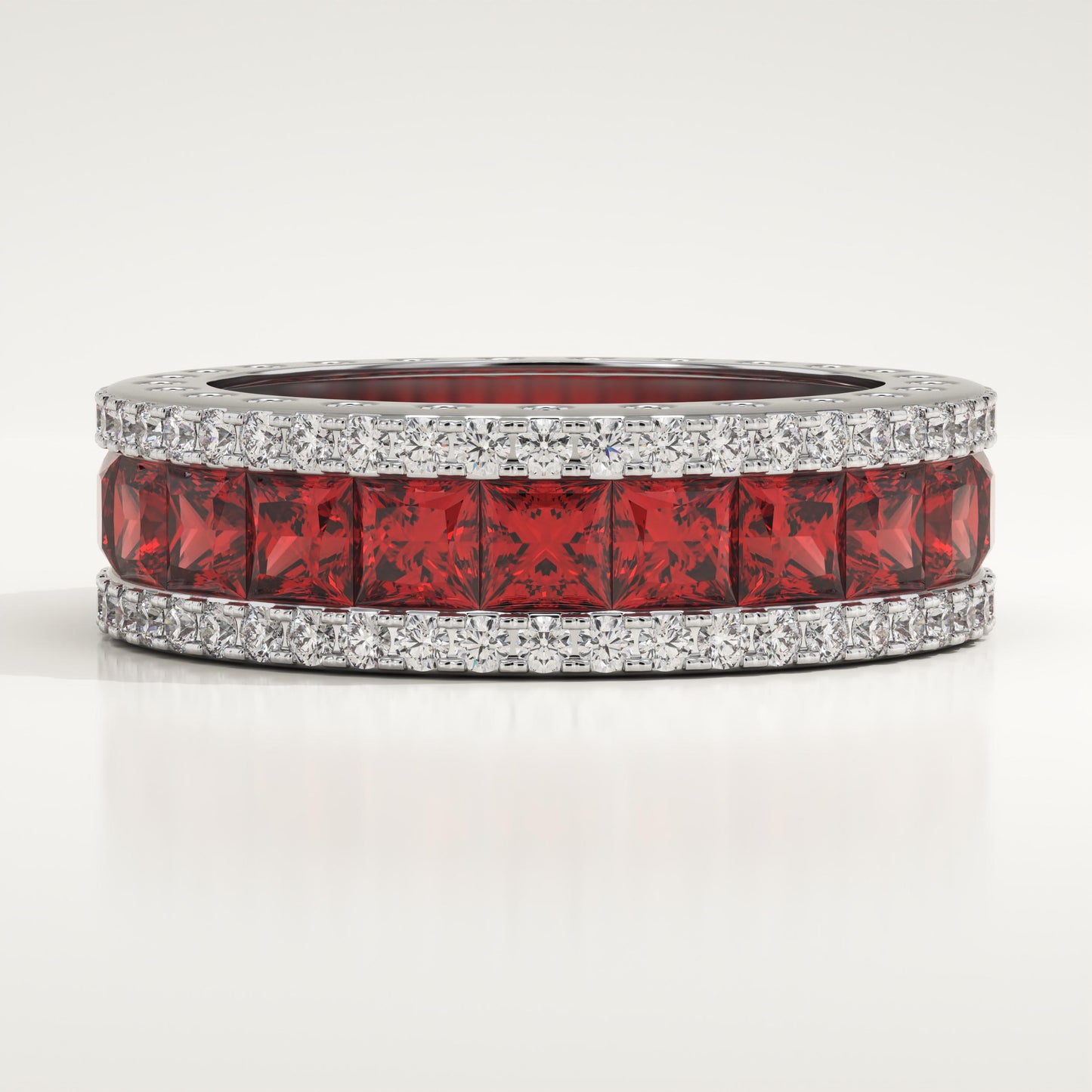 4.52 TCW Princess & Round Shaped January-Garnet Birthstone Wedding Band