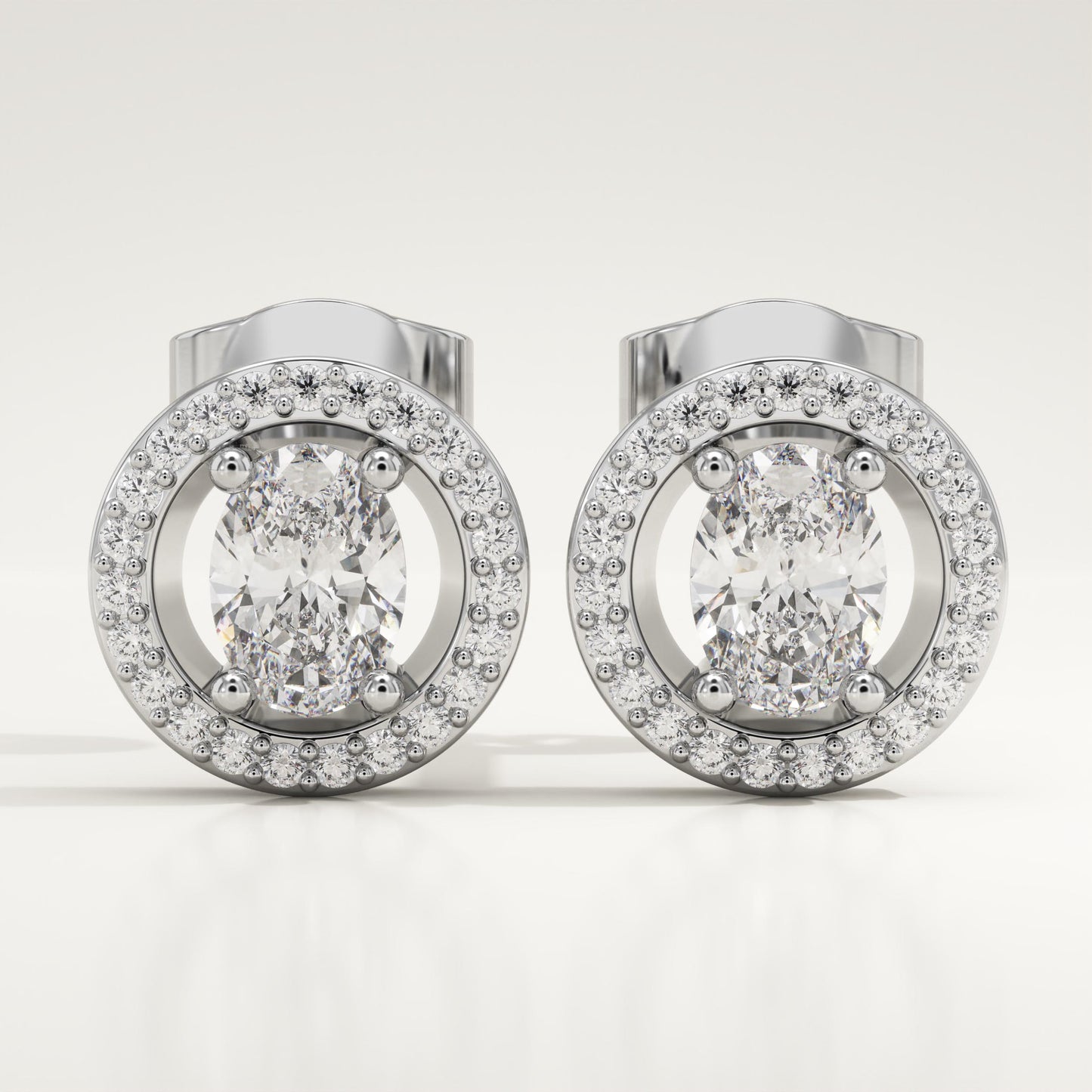 1.62 TCW Oval & Round Lab-Grown Diamond Stud Earrings