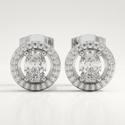 1.62 TCW Oval & Round Lab-Grown Diamond Stud Earrings