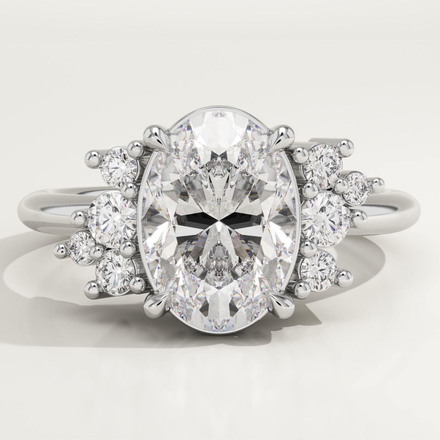Oval Cut Cluster Lab-Grown Diamond Engagement Ring