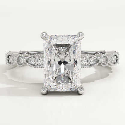 Radiant Cut Milgrain Pave Lab-Grown Diamond Engagement Ring
