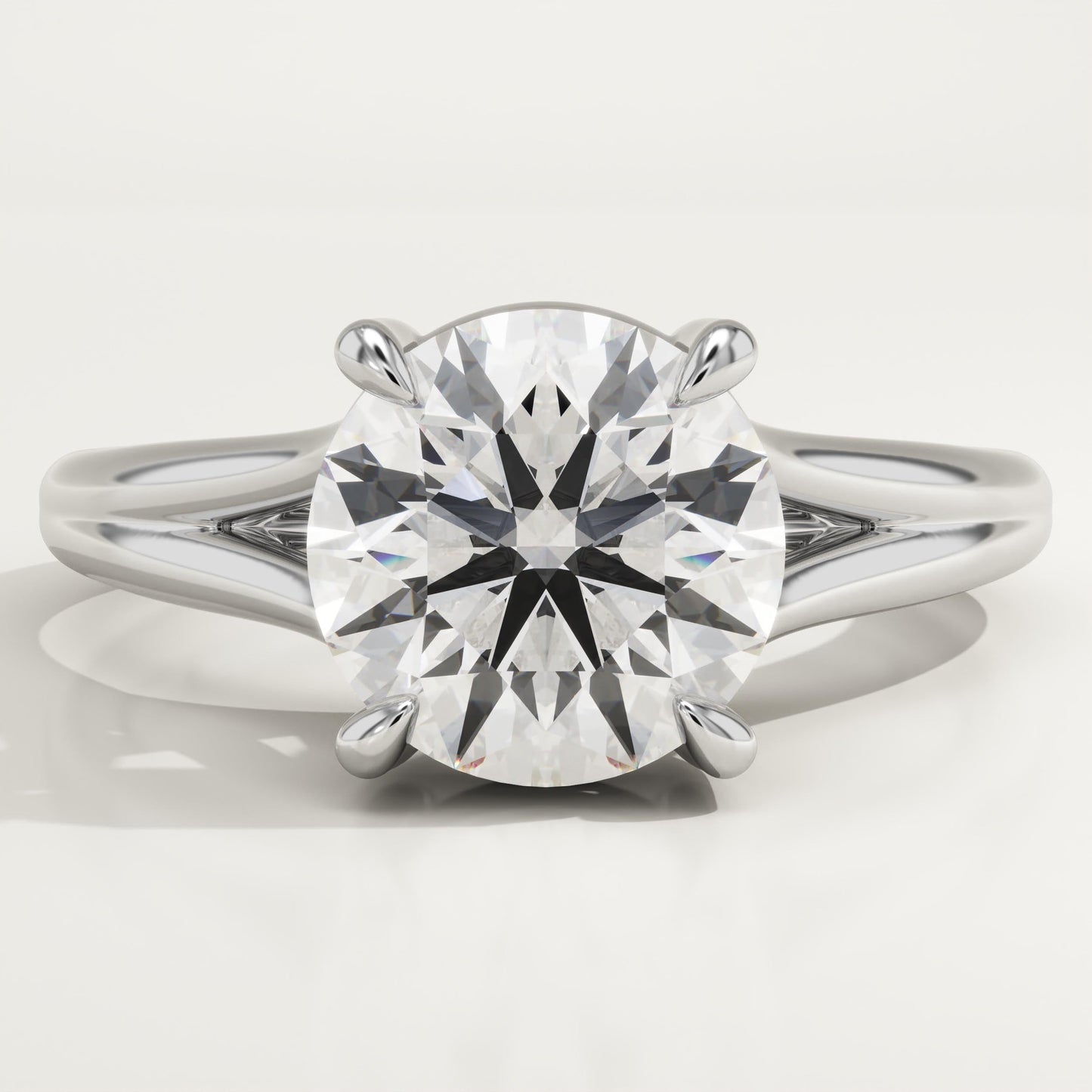 Round Cut Solitaire Split Shank Lab-Grown Diamond Engagement Ring