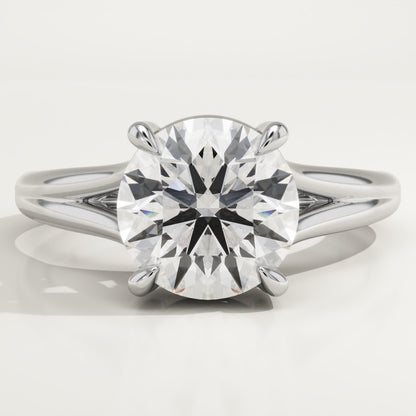 Round Cut Solitaire Split Shank Lab-Grown Diamond Engagement Ring