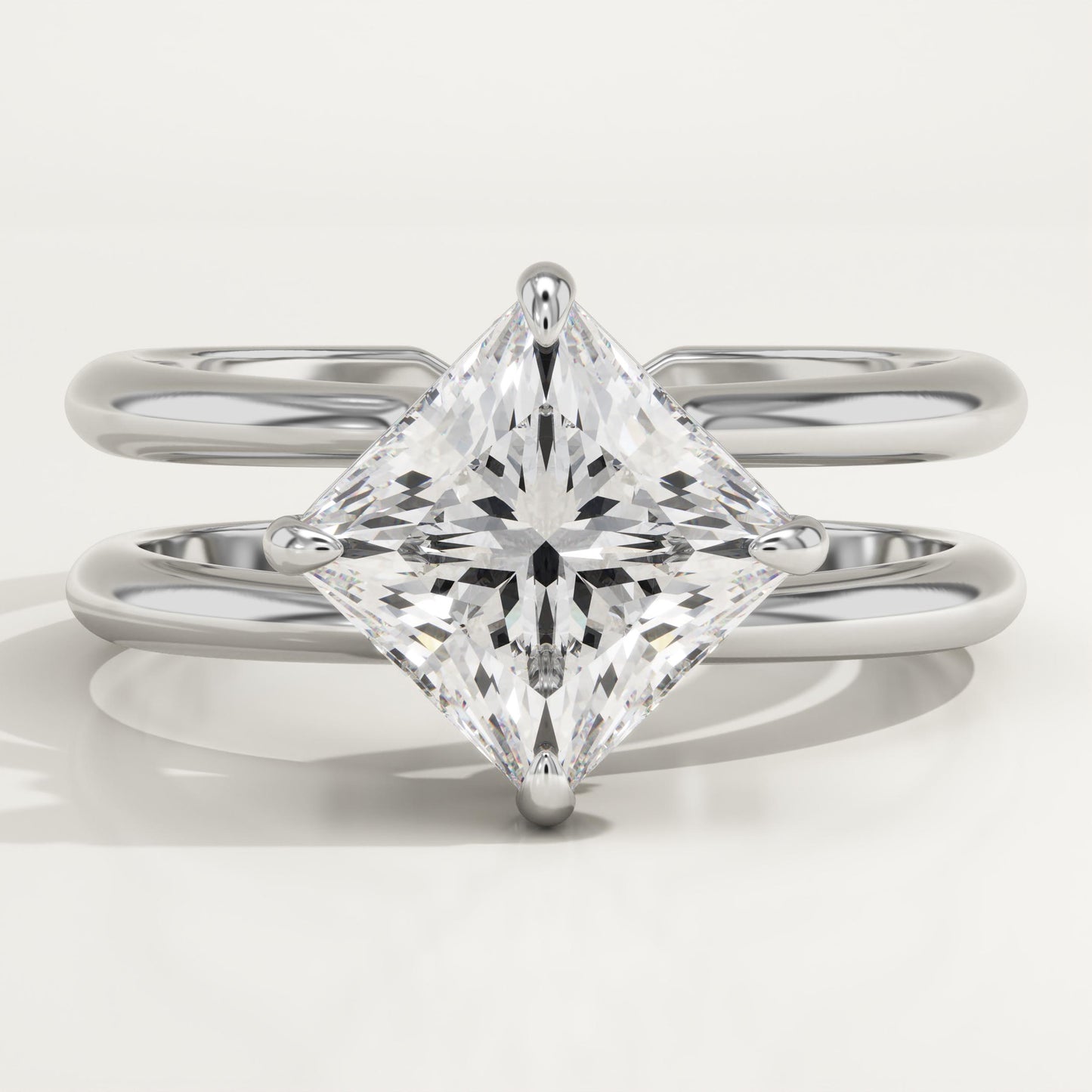 Princess Cut Hidden Halo Lab-Grown Diamond Engagement Ring