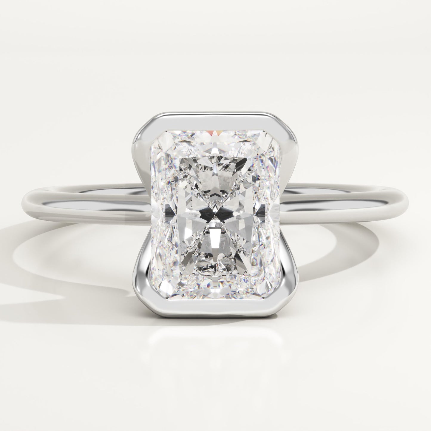 2 CT Radiant Cut Half Bezel Moissanite Engagement Ring