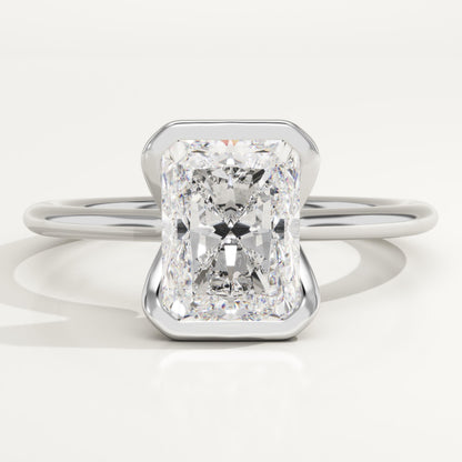 2 CT Radiant Cut Half Bezel Moissanite Engagement Ring