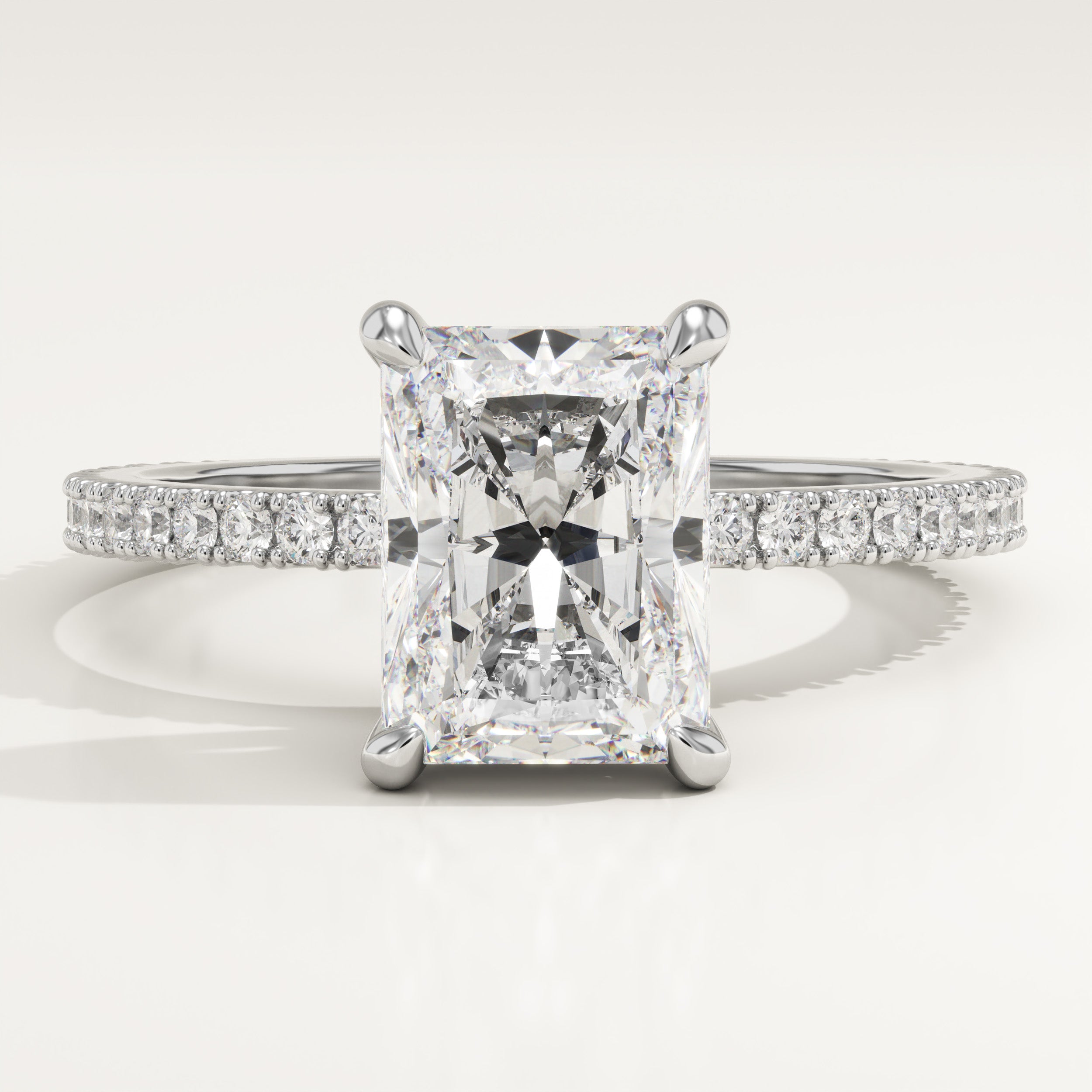 2.0 CT Radiant Cut Pave Lab-Grown Diamond Engagement Ring