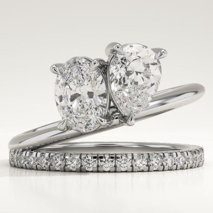 1.5 TCW Oval & Pear Cut Toi Et Moi Pave Lab-Grown Diamond Engagement Ring
