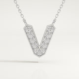 0.178 TCW Round Lab-Grown Diamond V Initial Necklace