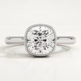 1.5 CT Cushion Cut Bezel Lab-Grown Diamond Engagement Ring