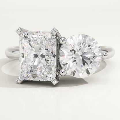 5 TCW Radiant & Round Cut Toi Et Moi Lab-Grown Diamond Engagement Ring