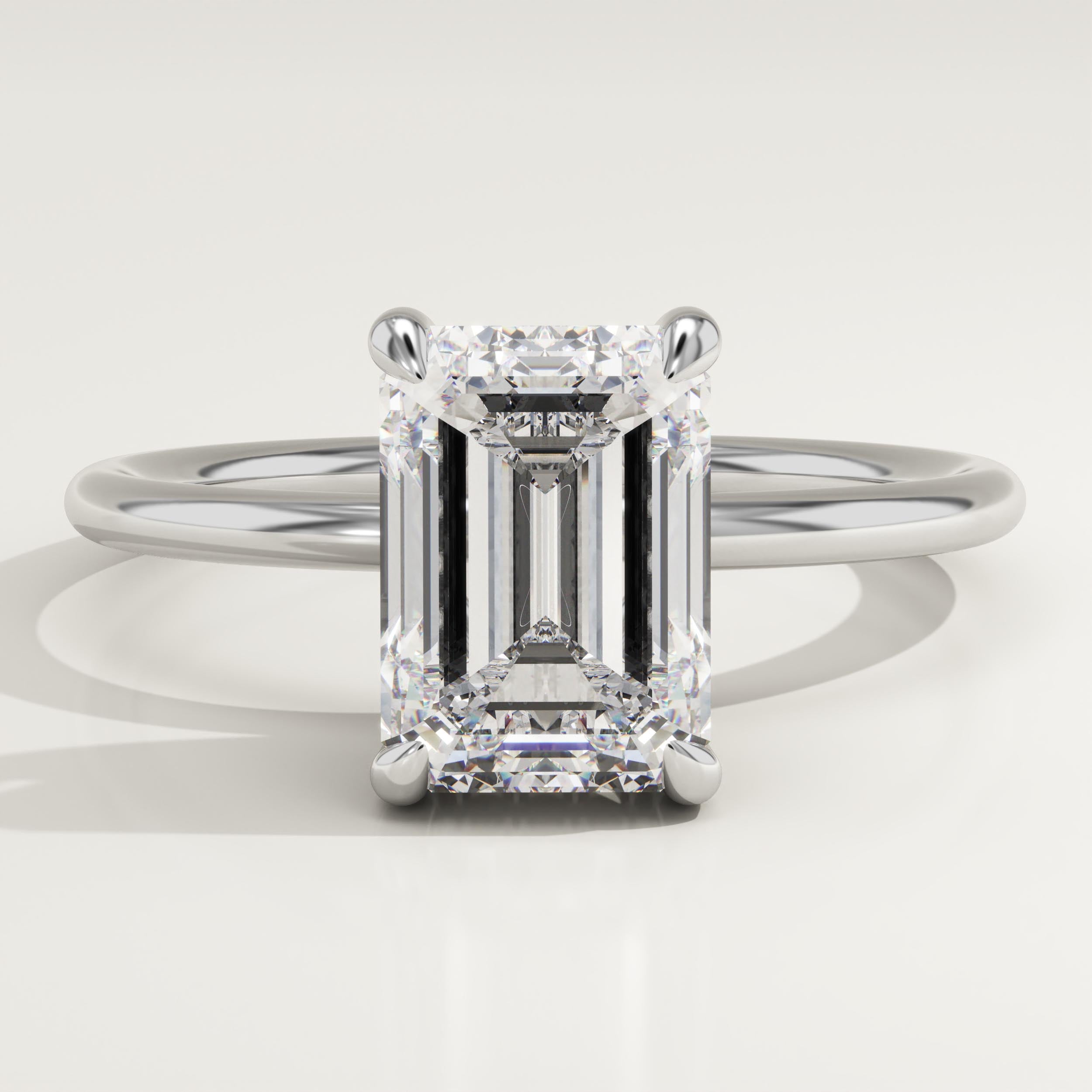 2.0 CT Emerald Cut Hidden Halo Lab-Grown Diamond Engagement Ring