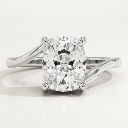 Elongated Cushion Cut Swirl Lab-Grown Diamond Engagement Ring