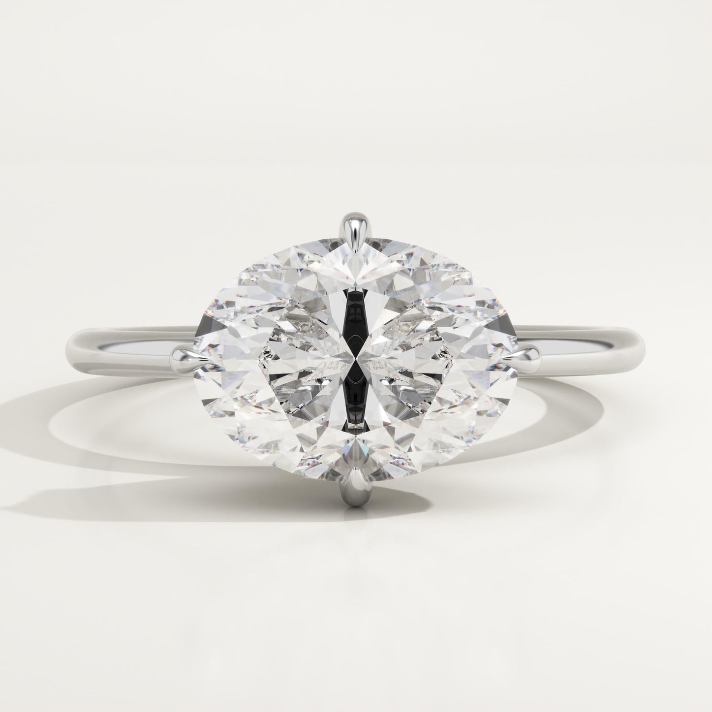 East West Oval Cut Hidden Halo Lab-Grown Diamond Engagement Ring