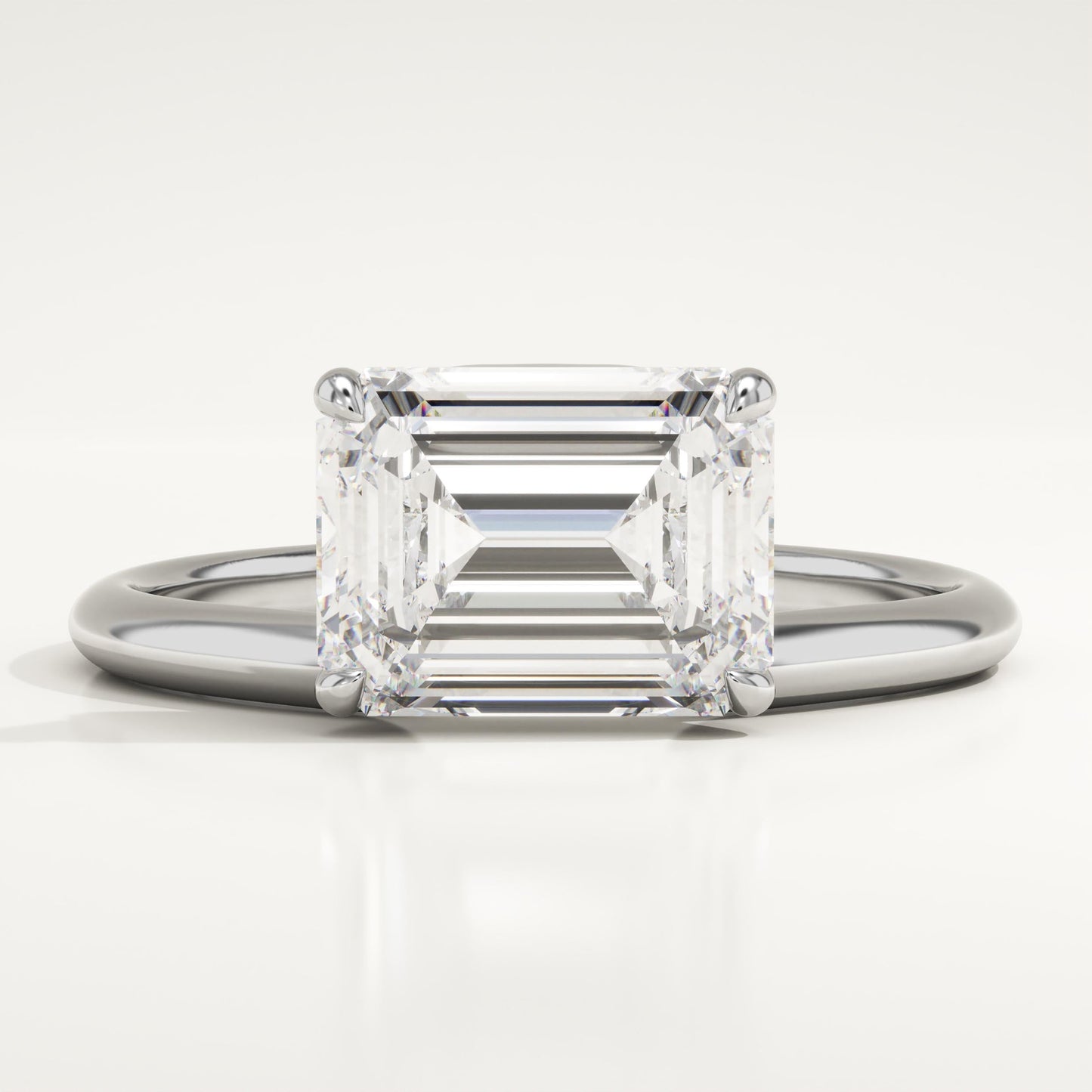 East West Emerald Cut Solitaire Lab-Grown Diamond Engagement Ring
