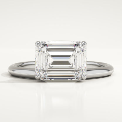 East West Emerald Cut Solitaire Lab-Grown Diamond Engagement Ring
