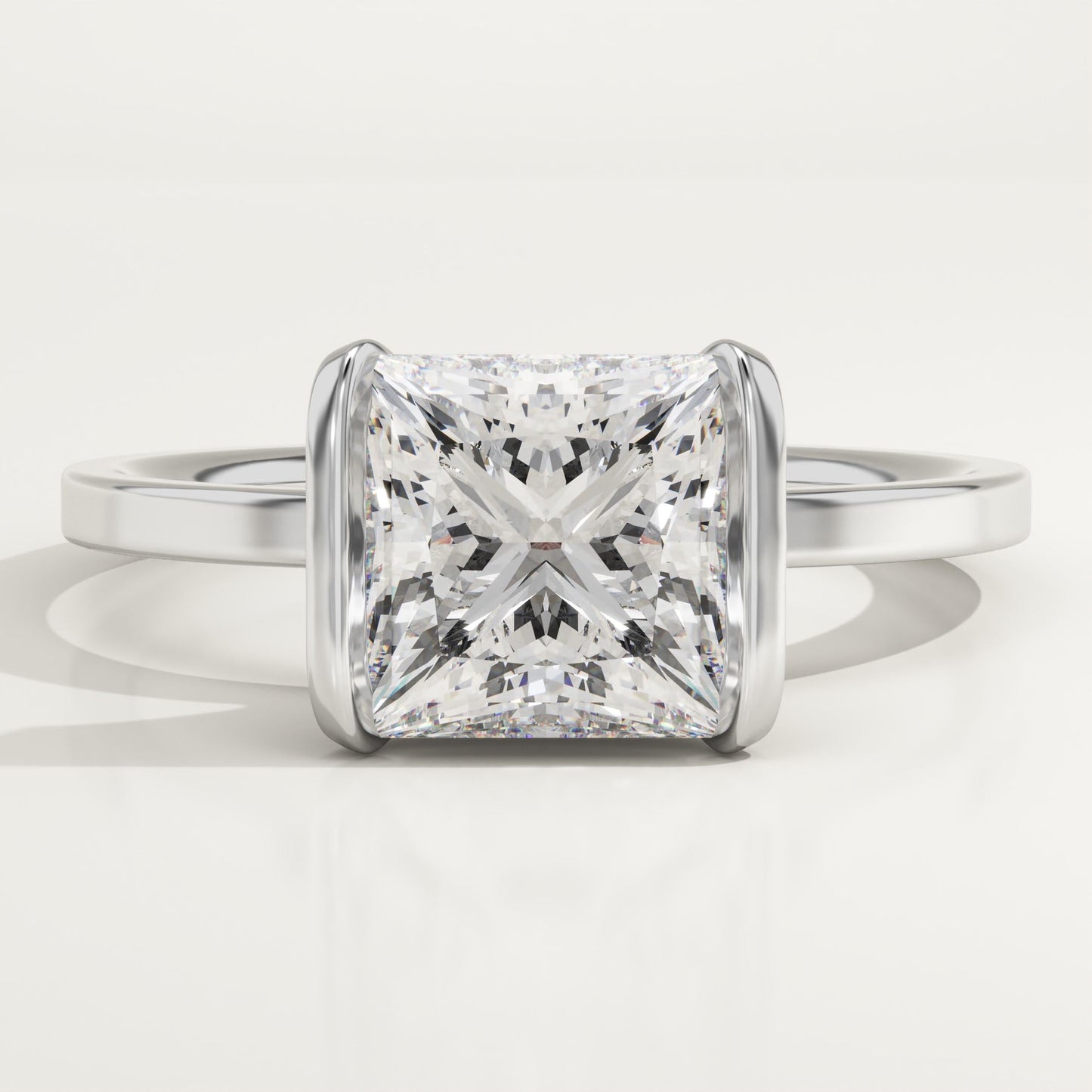 Princess Cut Half Bezel Lab-Grown Diamond Engagement Ring
