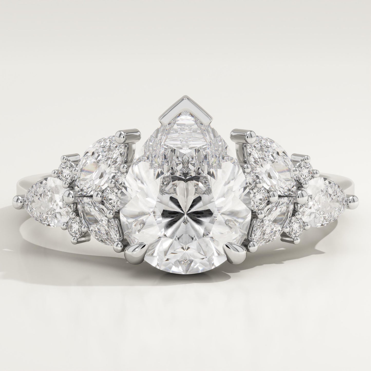 Pear Cut Cluster Lab-Grown Diamond Engagement Ring