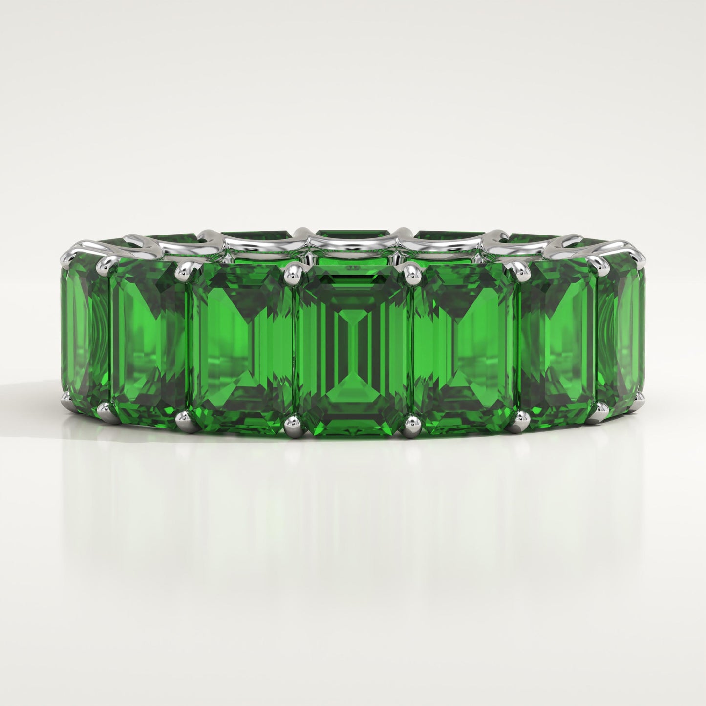 8.91 TCW Emerald Shaped May-Emerald Birthstone Wedding Band
