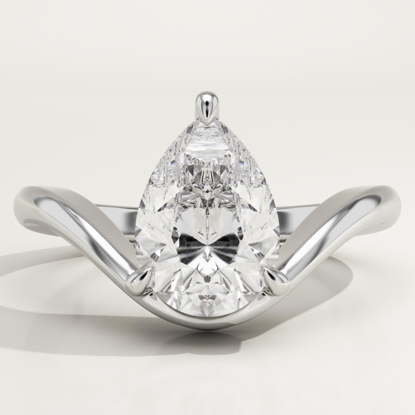 Pear Cut Curved Lab-Grown Diamond Engagement Ring