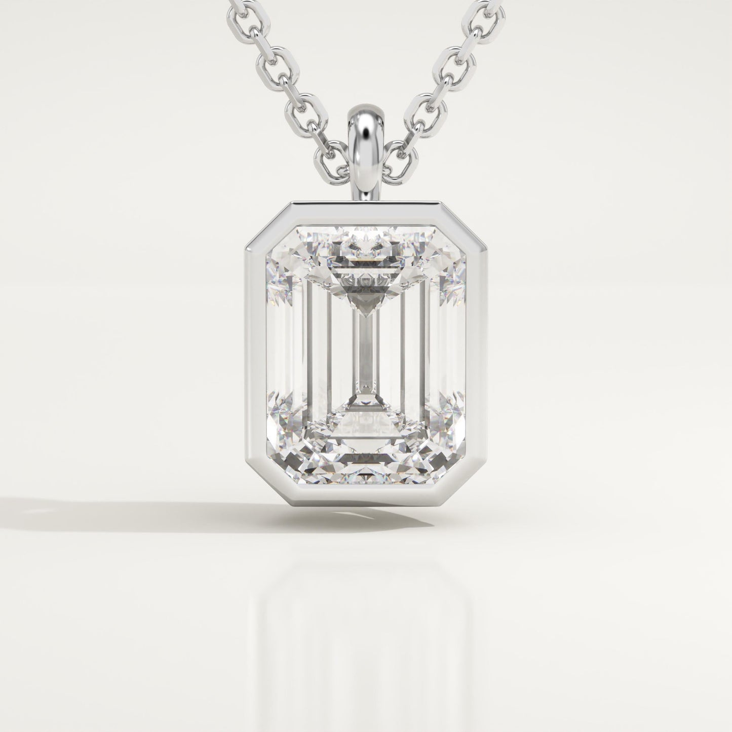 2 CT Emerald Lab-Grown Diamond Solitaire & Bezel Necklace