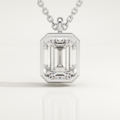 2 CT Emerald Lab-Grown Diamond Solitaire & Bezel Necklace