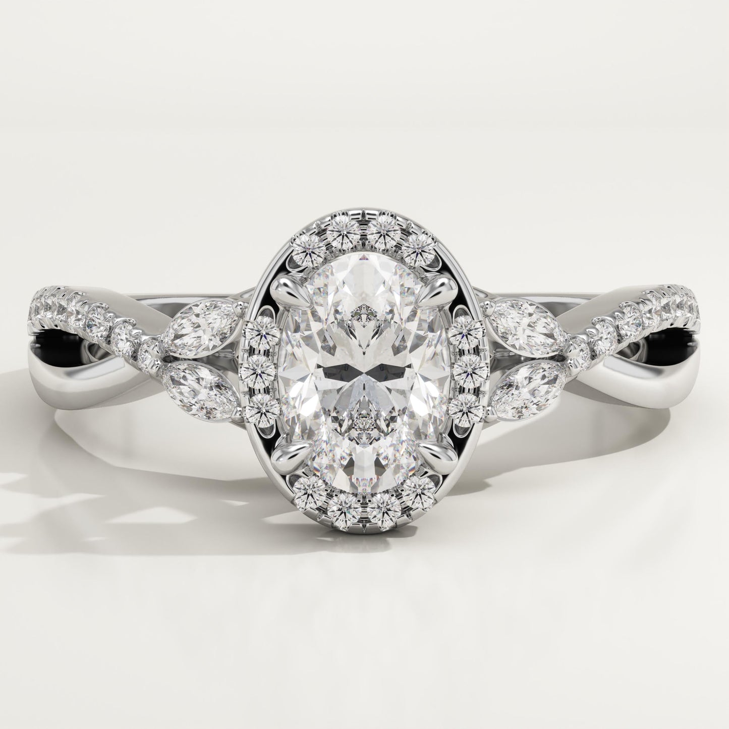 Oval Cut Cluster Lab-Grown Diamond Engagement Ring