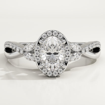 Oval Cut Cluster Lab-Grown Diamond Engagement Ring